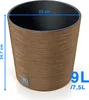A brown textured planter pot with dimensions and volume indicated. Náhľad obrázku produktu