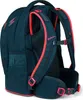 A close-up side view of a dark blue backpack with pink trim and straps. Náhľad obrázku produktu