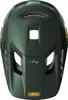 The back view of a dark green full-face mountain bike helmet. Produktbild-Vorschau