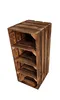 A rustic wooden shelf unit with four compartments, displayed on a white background. Produktbild-Vorschau