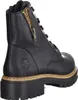 A black leather boot with a zipper and laces. Voir les images du produit
