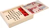 A wooden box containing a board game with red playing pieces. Podgląd zdjęcia produktu