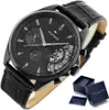 A Tommy Hilfiger watch is displayed on a white background, with its box and documentation nearby. Produktbild-Vorschau