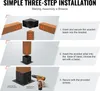 An instructional diagram showing the three steps to install a wooden post connector. Náhled obrázku produktu
