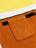 A close-up view of a fuzzy fabric with a pocket and stripes. Produktbild-Vorschau