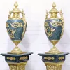 Casa Padrino Barock Vasen mit Marmor Säulen Set Blau / Gold Produktbild-Vorschau 4