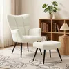 Teddy-Stoffsessel mit Fu?hocker, hoher, gesteppter Produktbild-Vorschau 2
