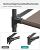 Collage showing details of a fabric wardrobe frame, with close-ups of the connectors and fabric shelf. Produktbild-Vorschau