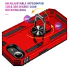 A red phone case with a rotating ring stand is shown from a close-up, angled perspective. Produktbild-Vorschau