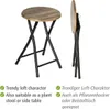A product image collage showing two folding stools and their features. Produktbild-Vorschau