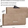 Two views of a beige women's wallet, with a credit card partially inserted into the top wallet. Produktbild-Vorschau