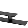 A close-up view of a black TV wall shelf with two visible cable management holes. Podgląd zdjęcia produktu