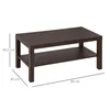 A dark brown, two-tiered coffee table with dimensions indicated by lines and text. Produktbild-Vorschau