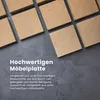 A collection of square wooden boards arranged on a dark gray surface. Produktbild-Vorschau