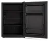 The interior of an open black refrigerator. Produktbild-Vorschau