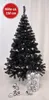 A black Christmas tree with a stand and a container of silver ornaments. Produktbild-Vorschau