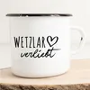 Huuraa Emaille Tasse Wetzlar  Geschenk Kaffeebecher Vintage Produktbild-Vorschau 1