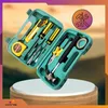 A tool kit is displayed on a pedestal with a blurred background. Produktbild-Vorschau