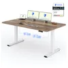 A standing desk with monitors and a laptop on it, with diagrams of the lifting mechanism. Anteprima dell’immagine prodotto
