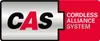 A logo for the Cordless Alliance System (CAS) with the text "CAS" prominently displayed on the left and "CORDLESS ALLIANCE SYSTEM" on the right. Produktbild-Vorschau