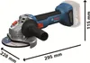 A Bosch cordless angle grinder with dimensions indicated. Náhľad obrázku produktu
