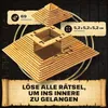 A 3D wooden puzzle of a pyramid with an open top, displayed on a dark background with Egyptian hieroglyphs. Podgląd zdjęcia produktu