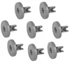 A set of eight gray dishwasher basket wheels with mounting brackets, arranged in a grid against a white background. Produktbild-Vorschau