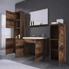 A modern rustic bathroom vanity set with a sink, mirror, and storage cabinets. Náhled obrázku produktu