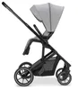A studio shot of a gray and black stroller against a white background. Produktbild-Vorschau