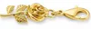 A close-up studio shot of a gold charm shaped like a rose with leaves and a clasp. Anteprima dell’immagine prodotto