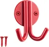 A red double hook mounted on a white background, with two red screws in the lower left corner. Produktbild-Vorschau