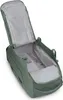 An open green duffel bag with wheels, showing its interior compartments. Produktbild-Vorschau