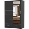 Schwebetürenschrank Kleiderschrank 150 cm Schwarz/Schwarz Produktbild-Vorschau 5
