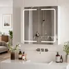 A modern bathroom vanity with a lighted medicine cabinet above a sink. Voir les images du produit