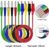 A set of colorful multimeter test leads with banana plugs and alligator clips, coiled and arranged on a white background. Produktbild-Vorschau