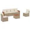 vidaXL 7-tlg. Garten-Sofagarnitur mit Kissen Beige Poly Produktbild-Vorschau 1