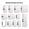 A collection of white kitchen base cabinets with labels indicating their model numbers. Produktbild-Vorschau