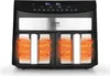 A dual-chamber air fryer with heat visualization. Produktbild-Vorschau