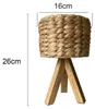 Kleine Boho Tischlampe mit Holz Dreibein & E14 Schirm Produktbild-Vorschau 4