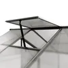A close-up view of the top section of a greenhouse, showing an open vent with its automatic opener. Produktbild-Vorschau