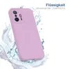A purple phone case is shown with water splashing around it, suggesting water resistance. Produktbild-Vorschau
