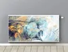 A radiator cover with abstract art is mounted on a gray wall above a wooden floor. Produktbild-Vorschau