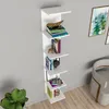 A white wall-mounted shelf unit with books and decorative items, next to a chair and a plant. Náhľad obrázku produktu