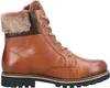 A single brown leather boot with fur lining is shown against a white background. Produktbild-Vorschau