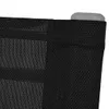 A close-up view of the corner of a black fabric chair with a gray plastic cap on the top corner. Podgląd zdjęcia produktu