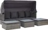 vidaXL Île solaire de jardin avec toit Poly rotin tons gris Voir les images du produit 1