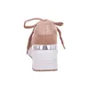 A rear view of a pink sneaker with a white platform sole. Produktbild-Vorschau