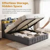 Lit coffre 140x190 cm gris avec LED, ports USB, sommier à Voir les images du produit 7
