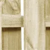 A close-up view of a wooden fence gate, showing the texture and construction of the wood. Produktbild-Vorschau