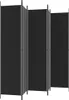 A black, multi-panel room divider is shown against a white background. Náhled obrázku produktu